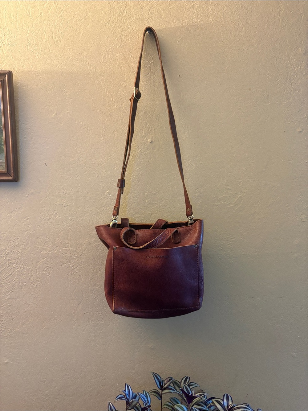 Portland Leather Mini Crossbody Tote  in Nutmeg